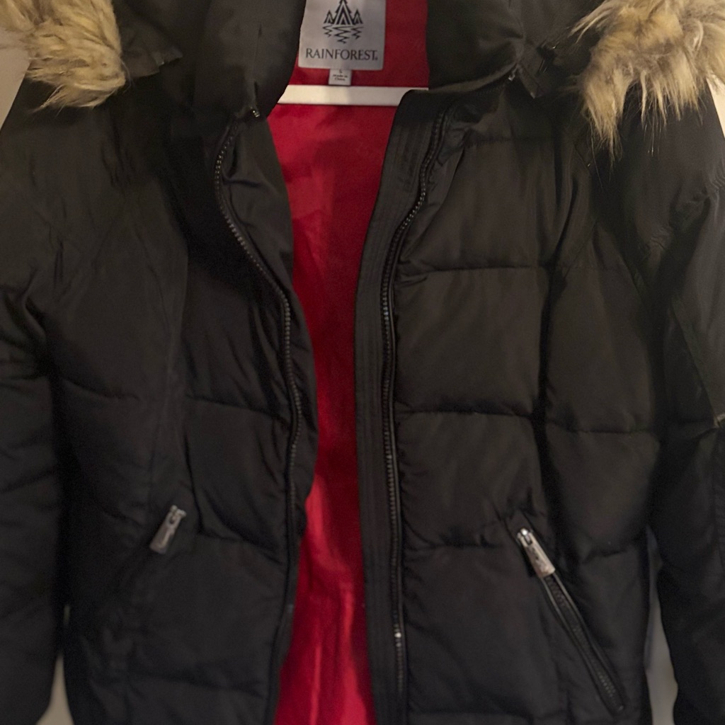 Rainforest Black Jacket With Faux Fur Trim